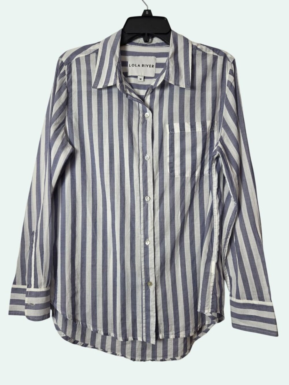 Striped Button-Down Shirt By Lola River - Coastal Grandma, Hampton's Style, (Med - Picture 2 of 12